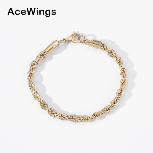 5mm Stainless Steel Twisted Rope Chain Hip-Hop Twist Ins Style Unisex Couple Bracelet_ipsvogv.com