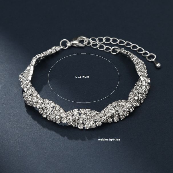 Set Of Wrapped Wedding Dress Jewelry For Women Bride Rhinestone Necklace Earrings Bracelet Ring_ipsvogv.com
