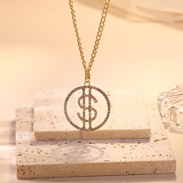 Exaggerated Hip-hop, Domineering, Bold US Dollar Symbol, Alloy Necklace Set With Diamonds, Personalized Trendy Men's_ipsvogv.com