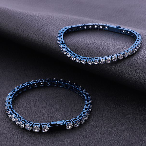 New Titanium Blue Chain Hip-Hop Jewelry Unisex Single Row Stone Stainless Steel Tennis Bracelet_ipsvogv.com