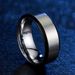 8mm two tone men's ring Matte blue brushed stainless steel fashion ring_ipsvogv.com