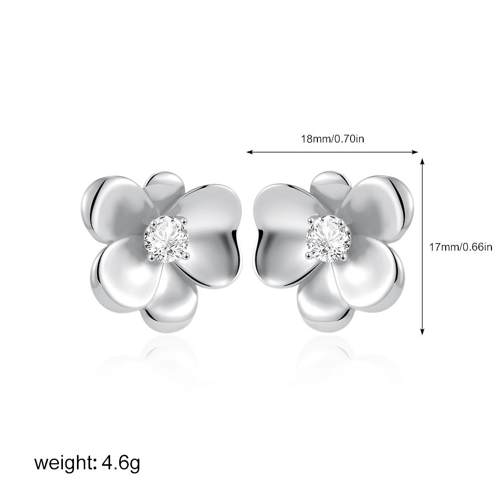 Women’s Jewelry Set Fashion Gold Flower Inlaid Zircon Earrings Literary Temperament Earrings Exquisite Camellia Earrings_ipsvogv.com