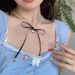Summer Metal Heart Pendant Bowknot Ribbon Pearl Necklace For Women Niche Sweet Cool Temperament Clavicle Chain_ipsvogv.com