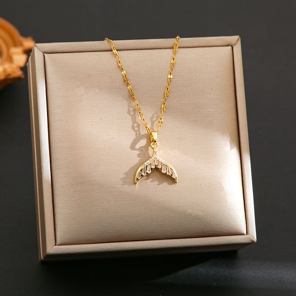 Titanium Necklace With Zircon Tail For Women, Niche Design, Titanium Steel Lock Chain, Ins Cool Style Jewelry_ipsvogv.com