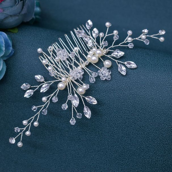 Women's Jewelry Floral Crystal Rhinestone Hair Comb Bridal Wedding Headpiece Pearl Hair Accessories For Special Occasions_ipsvogv.com