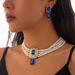 Retro square full diamond gem pearl choker necklace temperament French multi layer necklace_ipsvogv.com