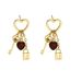 Unisex French Simple Light Luxury Style Heart Earrings For Women With Diamond Lock Shaped Series Niche Earrings Fashionable High End Earrings_ipsvogv.com