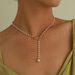 Alloy Bow Pearl Fringed Pendant Necklace, Women's Simple Temperament Popular Necklace_ipsvogv.com