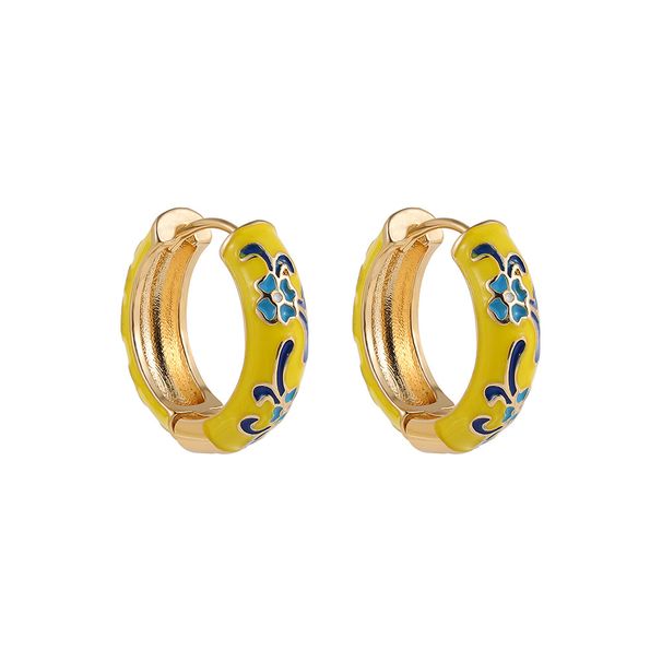 Women’s Jewelry Set Fashion Fashionable And Simple Colorful Flower Earrings Copper Plated With Real Gold All Match Earrings Oil Drop Ear Buckles_ipsvogv.com