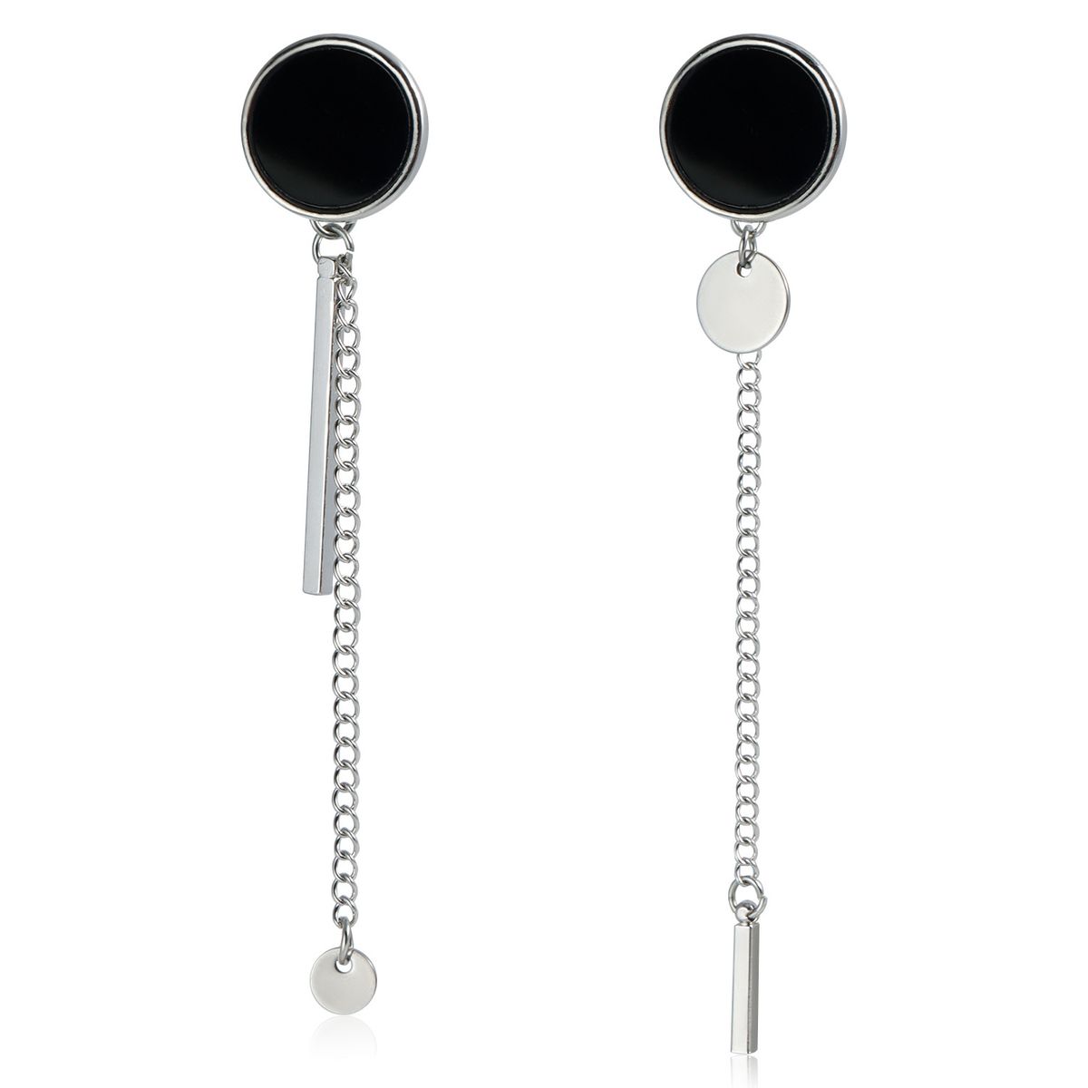Geometric Thick Chain OT Buckle Round Black And White Fritillary Clavicle Chain Ins Simple Personalized Necklace_ipsvogv.com