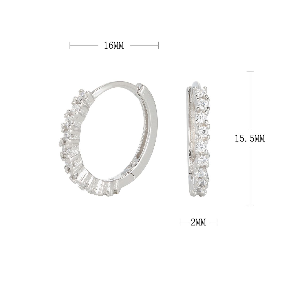 S Pure Silver Temperament Fashionable Stone Inlaid Ear Buckle Simple Casual Style Versatile Trendy Earrings_ipsvogv.com