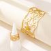 2-Piece Fashion Simple Hollow Flower Bracelet Ring Jewelry Set For Women_ipsvogv.com