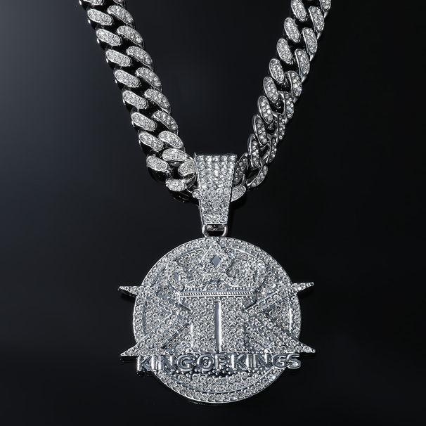 English letters KINGS full diamond pendant hip-hop Cuban chain accessory_ipsvogv.com