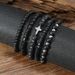 Fashion Dark Style Alloy Cross Wooden Bead Bracelet E-commerce Men's Volcanic Stone Beaded Bracelet_ipsvogv.com