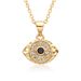 Devil's Eye Pendant Necklace - Micro Inlaid Zircon Geometric Design, Fashionable Clavicle Chain For Women, All-Match Statement Jewelry_ipsvogv.com