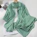 Women's suits fashion spring and summer loose suit collar three-quarter sleeves jacket nine-point wide-leg pants suspenders three-piece suit_ipsvogv.com