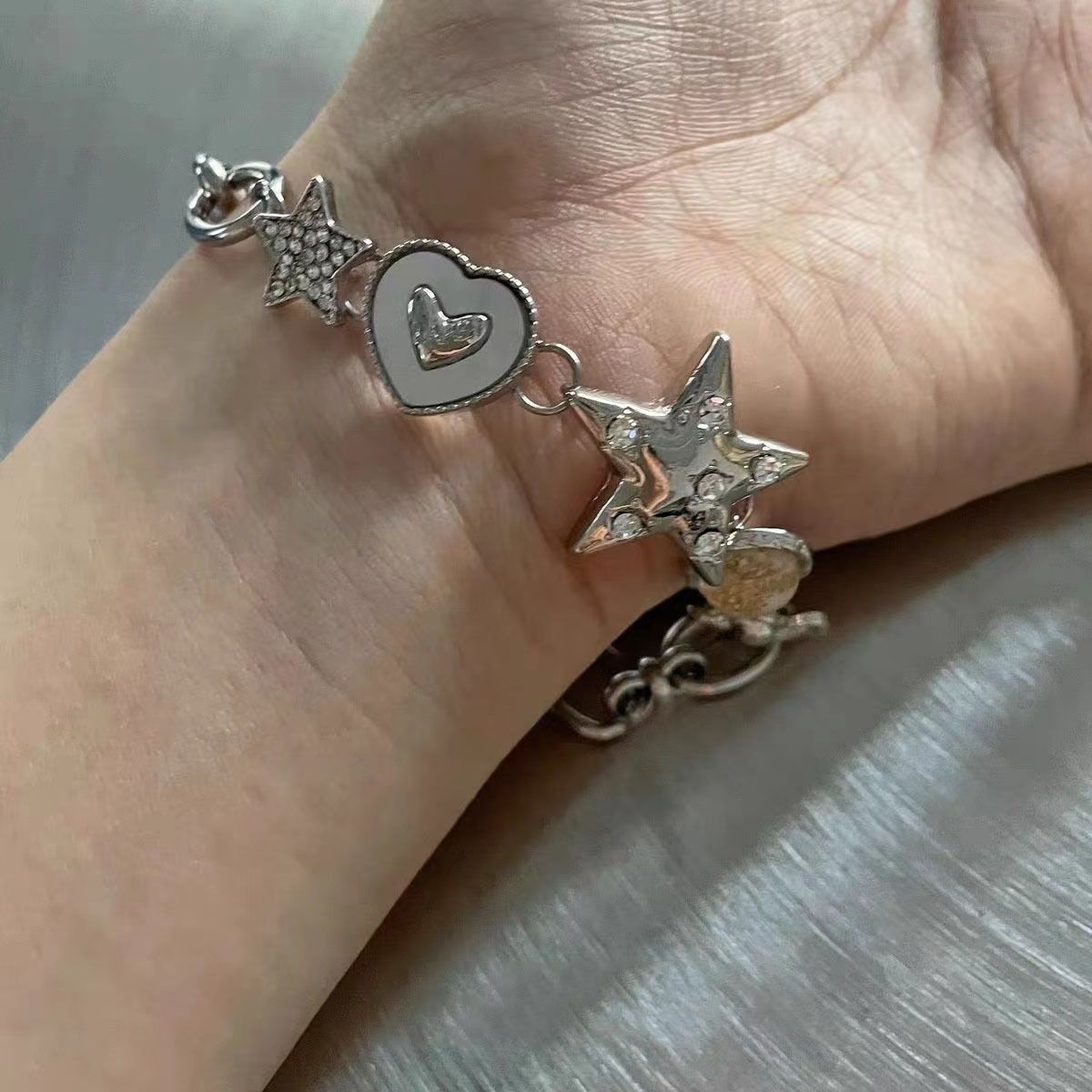 Women’s Jewelry Set Fashion Metallic Star Heart Stitching Men's Bracelets Women's Bracelets Niche Design High End Couple Jewelry New Style_ipsvogv.com