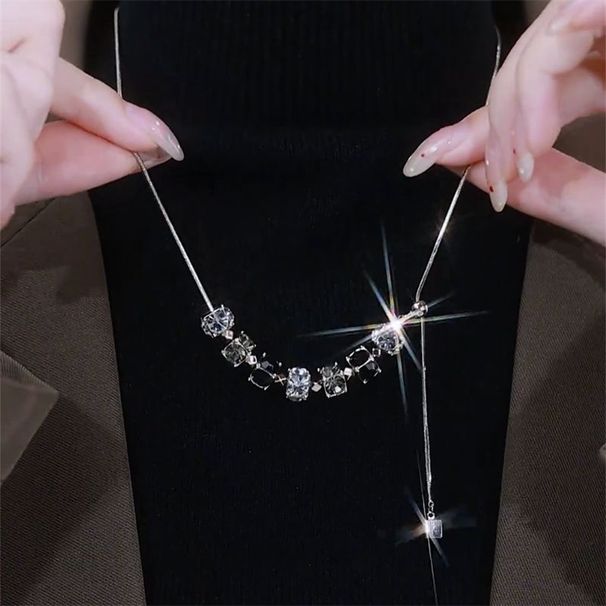 new Autumn 2024 And ! Winter Versatile Zircon Necklace For Women's Fashion, Light Luxury Design, Adjustable Tassel Sweater Fashion, Design,_ipsvogv.com