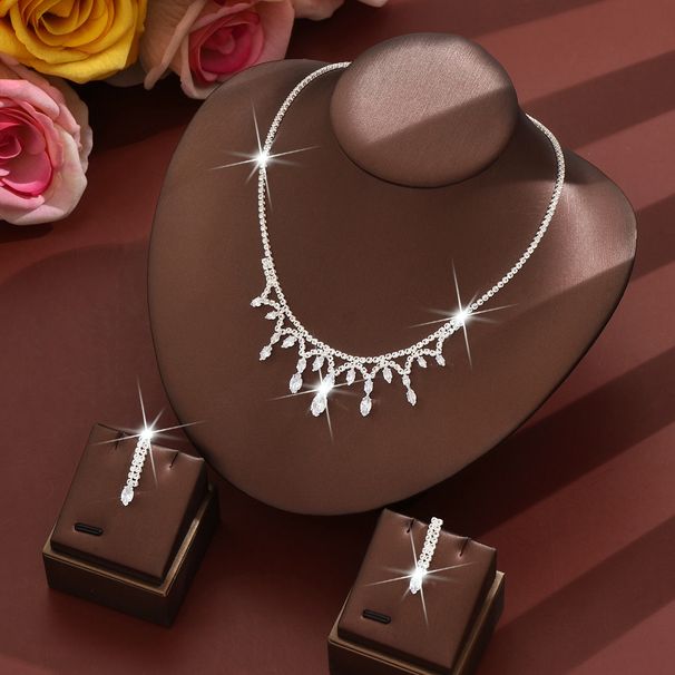 Women’s Jewelry Set Fashion Fashion Temperament Exquisite High End Light Luxury Blue Crystal Rhinestone Necklace Earrings Set Dress Accessories Bride_ipsvogv.com