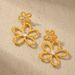 Brass Gold-Plated Metal Flower Earrings For Women, Light Luxury High-End Design Sense Fashion Versatile Romantic Ear_ipsvogv.com