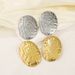 E12322 minimalist style exaggerated alloy oval with textured concave convex geometric metallic feeling fashionable_ipsvogv.com