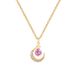】 Pink 【 Star Moon Light Luxury Charm Gorgeous Full Diamond Necklace Women's Versatile Clavicle Chain Titanium Steel 【 】_ipsvogv.com