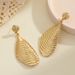 Ins Style Jewelry Water Drop Wrinkled Fan Shape Exaggerated Gold Long Earrings_ipsvogv.com