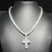 Hip Hop Cross Men's Necklace Round Inlaid Single Row Zircon Tennis Chain Trendy_ipsvogv.com