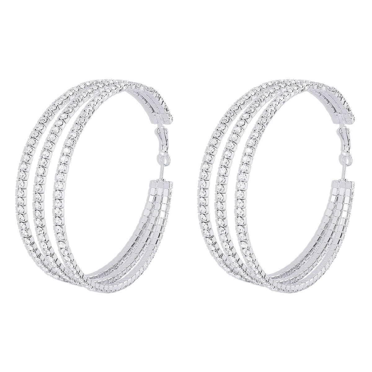 11210 exaggerated multi-layer circle with full diamond nightclub style earrings, personalized and sexy earrings_ipsvogv.com