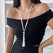 Jewelry Temperament Tassel Pearl Women's Simple Long Bead Collarbone Chain Necklace_ipsvogv.com