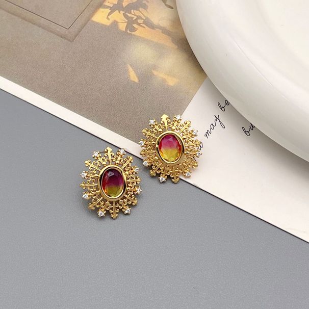 Snowflake inlaid zirconium, niche temperament, silver needle earring design, high-end sense, exquisite personality,_ipsvogv.com