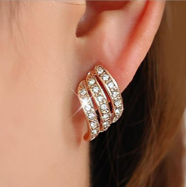 Geometric Plating Alloy Artificial Gemstones Stud Earrings_ipsvogv.com
