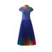 Women's Clothing rainbow print short sleeved loose skirt women's two piece suit_ipsvogv.com
