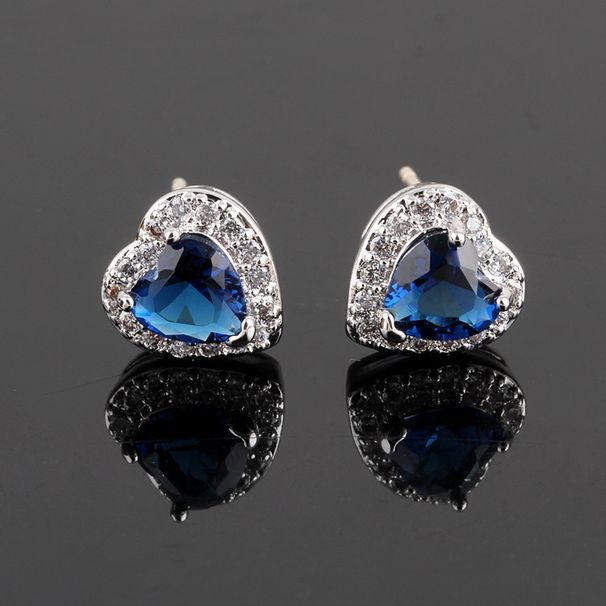 Earrings Crystal Zircon Earrings Simple Earrings 925 Silver Needle Love Shaped_ipsvogv.com