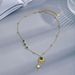 Malachite Inlaid Fan Necklace - High-End Stainless Steel Cube Pendant Jewelry For Women_ipsvogv.com