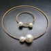 Bridal Wedding Dress Accessories Pearl Inlaid Diamond Adjustable Choker Necklace Bracelet Set 662_ipsvogv.com