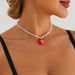 Sweet And Cute Red Love Pendant, Transparent Spinel Beaded Necklace, Girl Heart-shaped Necklace._ipsvogv.com