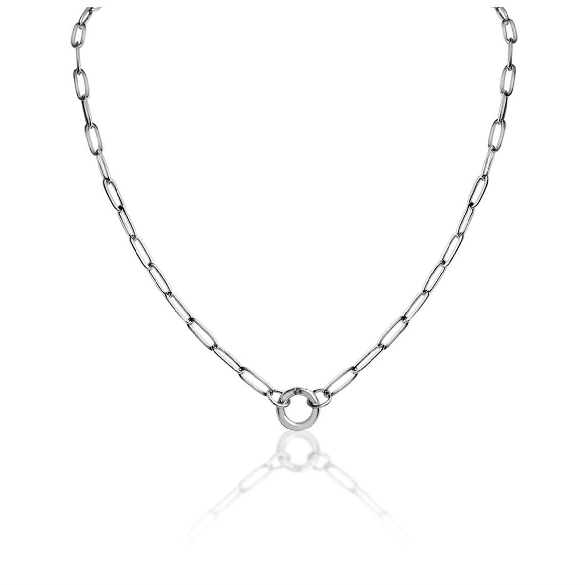 Women's Jewelry Stainless Steel Paper Clip Circle Pendant Clavicle Chain DIY Pendant Necklace Personality Simple_ipsvogv.com