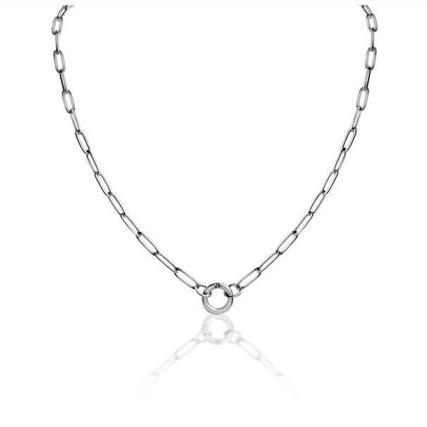 Women's Jewelry Stainless Steel Paper Clip Circle Pendant Clavicle Chain DIY Pendant Necklace Personality Simple_ipsvogv.com
