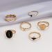 Japanese Korean Creative Small Fresh Sculptured Eyes, Love Drops, Oil And Diamond 6-piece Joint Ring Set For Women_ipsvogv.com
