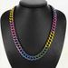 Unisex New Full Diamond Cuban Chain Grape Purple Diamond Splicing Necklace Hip Hop Trendy Cool Accessories_ipsvogv.com