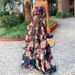 Women's Printed Two-piece Suspender Top + Cake Skirt Long Skirt Suit Women_ipsvogv.com