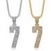 Men's Jewelry Popular Hip Hop HIPHOP Jewelry Stainless Steel Gold Plated Diamond Number 7 Pendant Necklace_ipsvogv.com