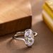 Fashionable And Minimalist INS Four Claw Diamond Inlaid Oval Zircon Open With Adjustable Color Retention Ring_ipsvogv.com