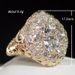 Cao Shi's Exaggerated Hemispherical Women's Gold-plated Ring, Luxurious Copper Set Zircon Ring_ipsvogv.com