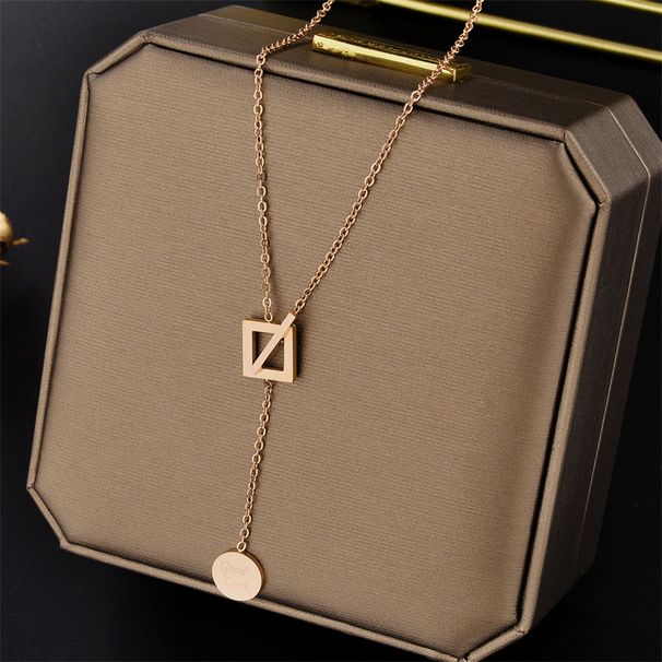 Love round card buckle titanium steel necklace female ins cold style clavicle chain trendy net red niche design necklace_ipsvogv.com