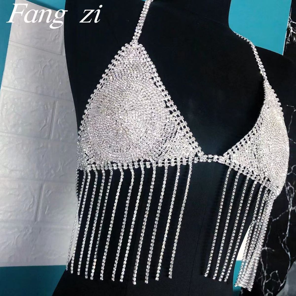 Full diamond tassel chest chain women sexy fashion bikini underwear chain suspender accessories female_ipsvogv.com