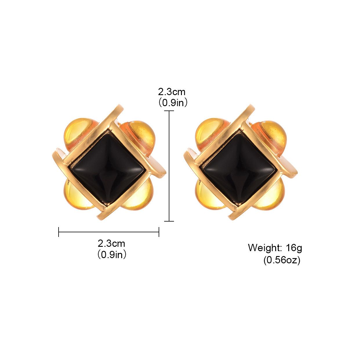 Vintage Earrings, Retro Caramel, Elegant Jewelry, Earrings, High End Female Square Three Dimensional Earrings_ipsvogv.com