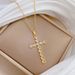 Cross 【 】 Light Luxury Charm Gorgeous Full Diamond Necklace Women's Versatile Clavicle Titanium Steel Chain 【 】_ipsvogv.com