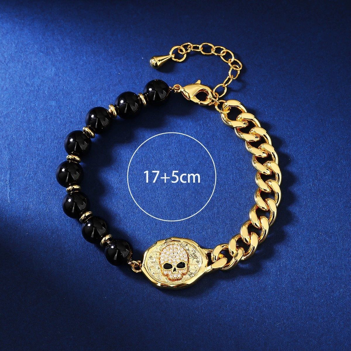 Wedding Language Design, High-end Fashion, Personalized Skeleton Black Agate Bracelet, Men's And Women's Accessories_ipsvogv.com
